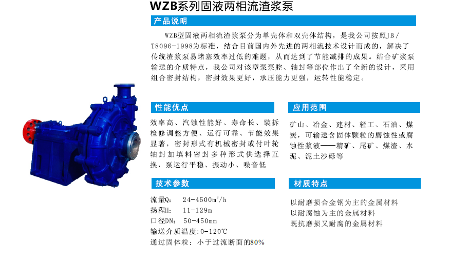 WZB系列固液两相流卧式渣浆泵