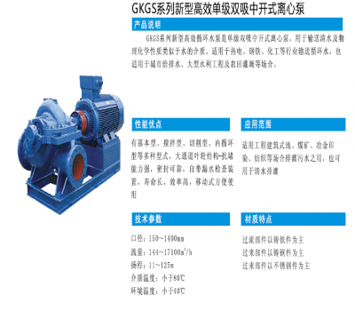 GKGS系列新型高效单级双吸中开式离心泵